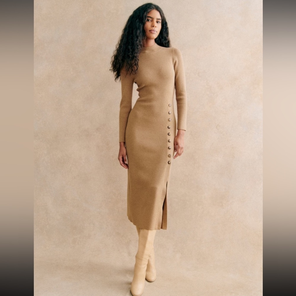 Sezane Harper Midi Dress in Camel, NWT size M